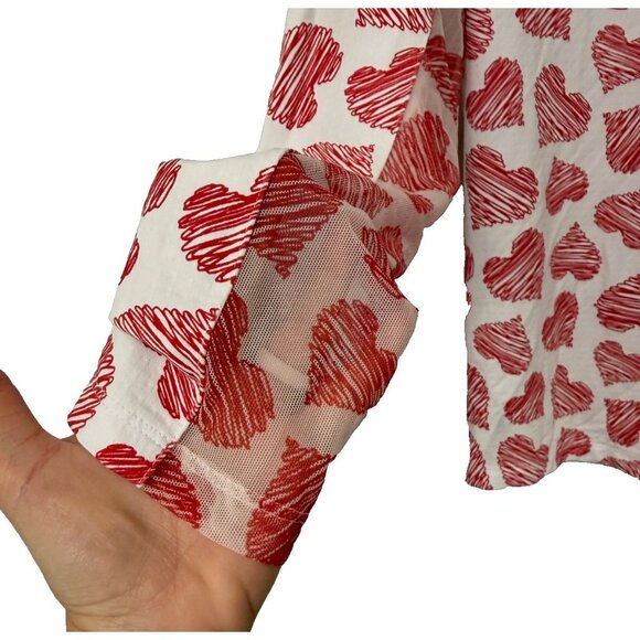 IBKUL Women's Millie Long Sleeve Top 1/4 Zip Mock Neck Hearts UPF 50+ EUC Size L - Picture 4 of 8